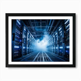 Advanced Data Center Basking In Cool White Light Rows Of High Performance Energy Efficient Servers (2) Art Print