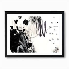 Black And White Abstract Scribble Painting Art Print