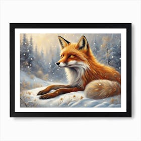 Majestic Winter Fox Page 3 Art Print