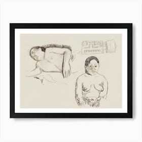 Two Tahitian Women And A Marquesan Earplug, Paul Gauguin Art Print