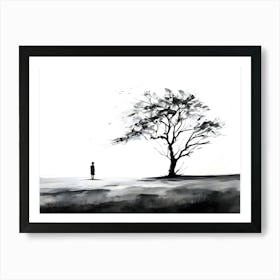 Black And White Of A Tree Art Print