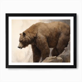 Grizzly Bear Vintage Painting Art Print