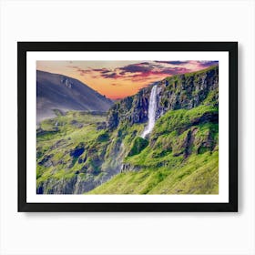 Wanderlust Waterfall In Iceland Art Print