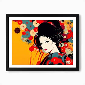 Geisha Face Pop Art 11 Art Print