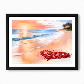 Heart On The Beach Art Print