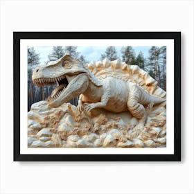 3d Dinosaur Made in Stone Art Print