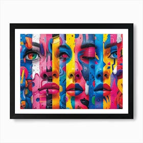 SynthGeo Shapes: A Cartoon Abstraction Colorful Faces Art Print