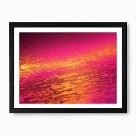 Abstract Image Of A Geometric Pattern Of Rectangular Shapes In Shades Of Orange And Pink Art Print