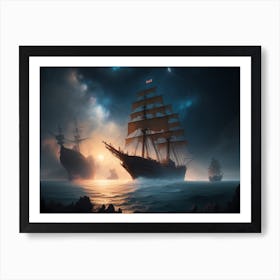 Ship In The Sea Art Print