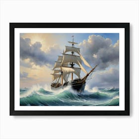 Sailing Ship In Rough Seas 9 Art Print