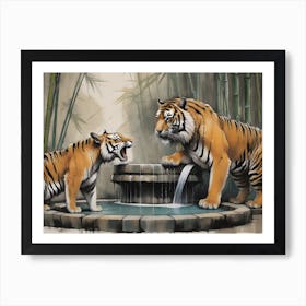 Parental Dispute - Tiger with cub Art Print