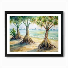 Tree Roots On The Beach Art Print