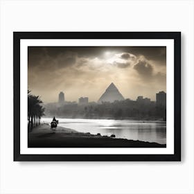 Black And White Photograph Of Cairo Egypt Nile River Art Print