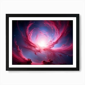 Abstract Celestial Scene Capturing A Nebula Explosion In The Pink And Red Hues Of A Distant Galaxy (1) Art Print