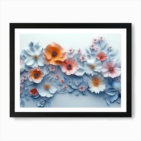 3d Artwork Featuring A Lush Array Of Flowers Set Art Print