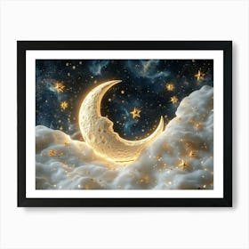 Moon And Stars 1 Art Print