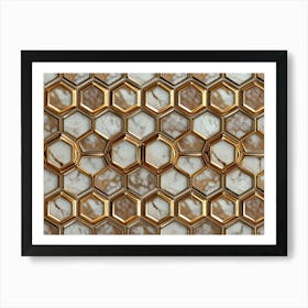 Gold Mosaic Tile Background Art Print