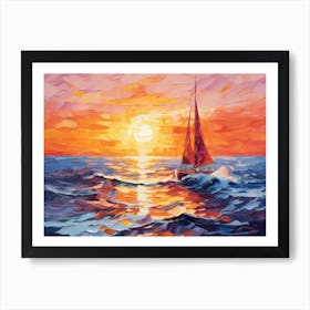 Sailboat At Sunset 5 Art Print