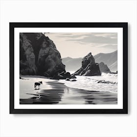 A Horse Oil Painting In Pfeiffer Beach California, Usa, Landscape 3 Art Print