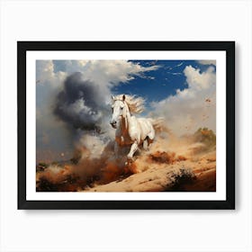 White Horse In The Desert 1 Art Print