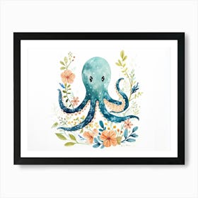 Little Floral Squid 1 Art Print