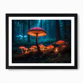 Magical gloving Mushroom Forest Art Print