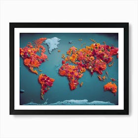 Autumn World Map Art Print