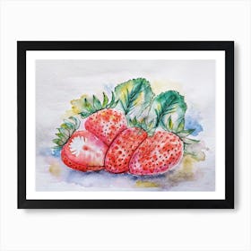 Strawberry Watercolor Figure Art Print