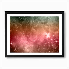Pink Grey Red Galaxy Space Background Art Print