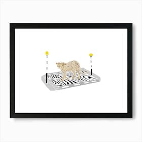 Cheetah Leopard On A Zebra Crossing, Fun Safari Animal Print, Landscape Art Print