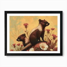 Floral Animal Illustration Skunk 3 Art Print