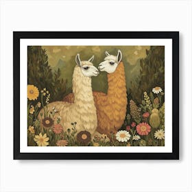 Floral Animal Illustration Llama 2 Art Print