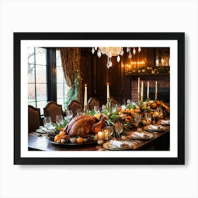 A Sumptuous Thanksgiving Banquet Showcasing A Centerpiece Of Succulent Fresh Roasted Turkey Surrou (5) 1 Art Print