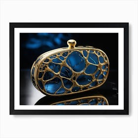 Blue And Gold Clutch Bag Kintsugi Art Print