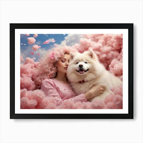 Pink Hair Girl With Dog Poster