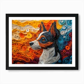 Brazilian Terrier Paper Quill Dog Portrait Art Print