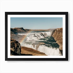 Rainbow Over The Waterfall Of Gullfoss In Iceland Art Print