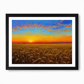 Sunset Over A Wheat Field 6 Art Print