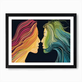 Two Women Kissing Art Print