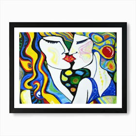 KISSING PAINTING STILE Art Print