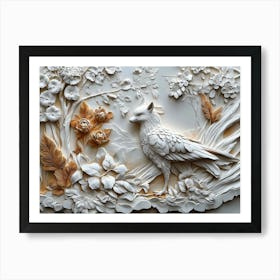 3d Bird In The Wooden Art Print