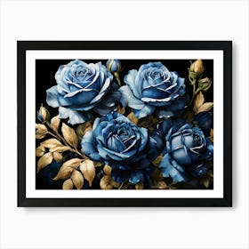 Default A Stunning Watercolor Painting Of Vibrant Blue Roses B 2 (1) Art Print