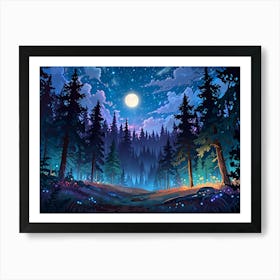 Forest At Night 3 Art Print