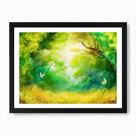 Watercolor Of A Forest Art Print