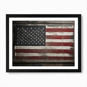 American Flag Rendered In Black And White With Subtle Red Stars Against A Smudged Vintage Backdrop R (3) Art Print