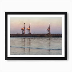 Cranes At Dusk Port Talbot Art Print