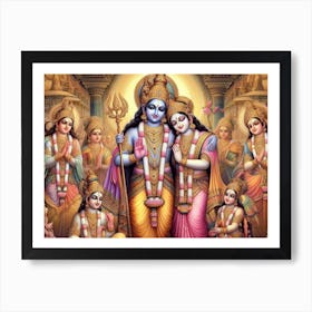 Lord Krishna AI Thanjavur painting 3 Art Print