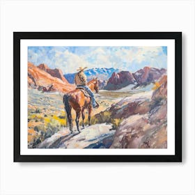 Cowboy In Red Rock Canyon Nevada 4 Art Print