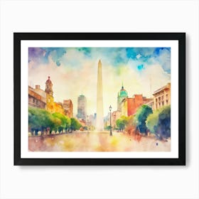 Watercolor Of Boston 1 Art Print