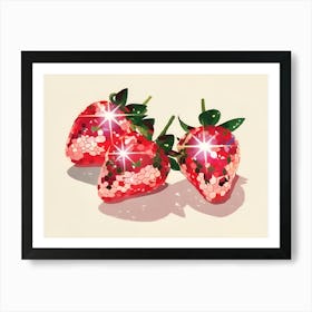 Three Sequin Strawberries Art Print